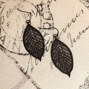 Black Contemporary Handmade Leaf Earrings